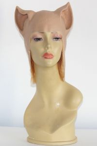 prosthetic cap with cat ears available for rent: prosthetic silicone cap for special effects with cat ears, unpainted skin color