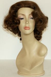 wig curly brown available for rent: curly brow wig in kanekalon, look from the 30s
