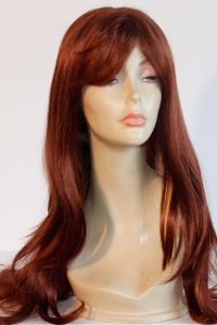 wig fire red with bangs